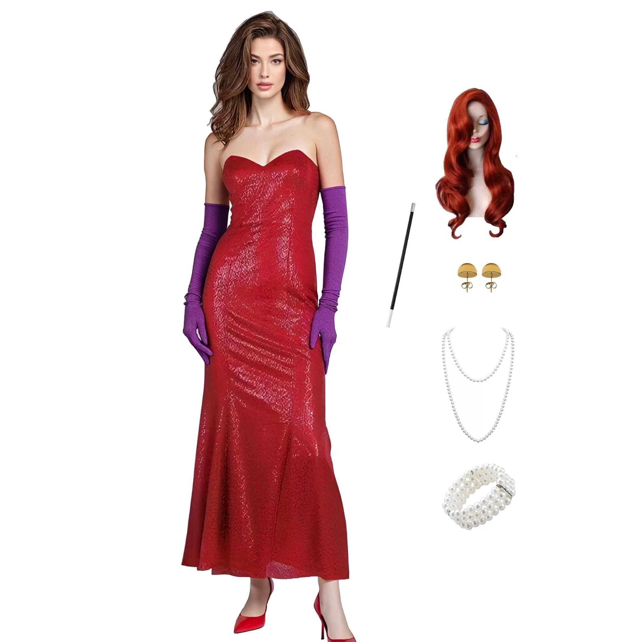 2467 Jessica Costume Rabbit Dress Wig Necklace Glovess Dress